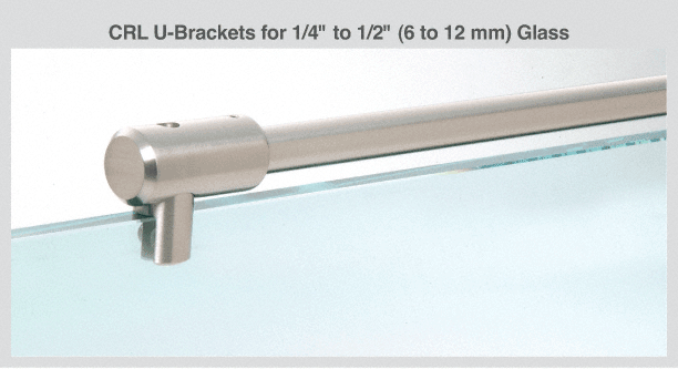 CRL S5BN Brushed Nickel Support Bar U-Bracket for 3/8" and 1/2" Glass 