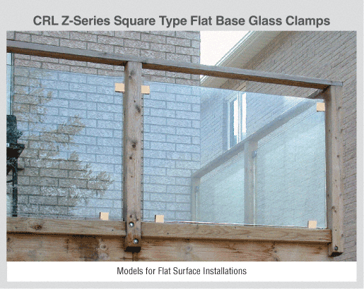 CRL Matte Black Z-Series Square Type Flat Base Stainless Steel Clamp for 3/8 Glass 